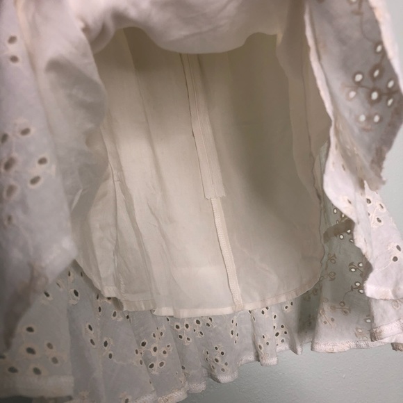 Olivaceous Eyelet Lace Mini Dress Sleeveless Ruffle - Picture 5 of 15